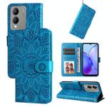 For vivo Y17s Embossed Sunflower Leather Phone Case(Blue)