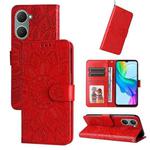 For vivo Y03 4G Embossed Sunflower Leather Phone Case(Red)