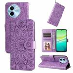 For vivo Y38 5G / T3x 5G Global Embossed Sunflower Leather Phone Case(Purple)
