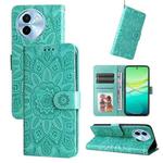 For vivo Y38 5G / T3x 5G Global Embossed Sunflower Leather Phone Case(Green)