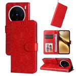 For vivo X200 Embossed Sunflower Leather Phone Case(Red)
