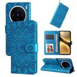For vivo X200 Embossed Sunflower Leather Phone Case(Blue)