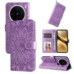 For vivo X200 Embossed Sunflower Leather Phone Case(Purple)