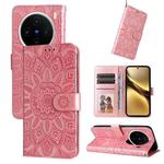 For vivo X200 Embossed Sunflower Leather Phone Case(Rose Gold)