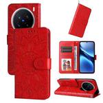 For vivo X200 Pro Embossed Sunflower Leather Phone Case(Red)