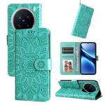 For vivo X200 Pro Embossed Sunflower Leather Phone Case(Green)