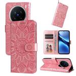 For vivo X200 Pro Embossed Sunflower Leather Phone Case(Rose Gold)