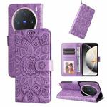 For vivo X200 Pro mini Embossed Sunflower Leather Phone Case(Purple)