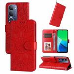 For vivo Y19s Embossed Sunflower Leather Phone Case(Red)