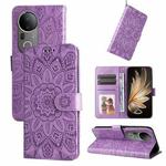 For vivo S20 Pro Embossed Sunflower Leather Phone Case(Purple)