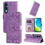 For vivo Y29s 5G / Y04 4G Embossed Sunflower Leather Phone Case(Purple)