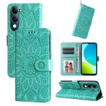 For vivo Y29s 5G / Y04 4G Embossed Sunflower Leather Phone Case(Green)