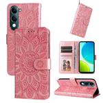 For vivo Y29s 5G / Y04 4G Embossed Sunflower Leather Phone Case(Rose Gold)
