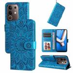 For vivo Y29 4G Embossed Sunflower Leather Phone Case(Blue)