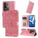 For vivo Y29 4G Embossed Sunflower Leather Phone Case(Rose Gold)