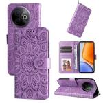 For vivo Y39 5G / Y300i Embossed Sunflower Leather Phone Case(Purple)