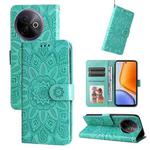 For vivo Y39 5G / Y300i Embossed Sunflower Leather Phone Case(Green)