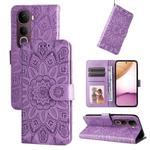 For vivo Y400 Pro 5G / V40e / iQOO Z9s Embossed Sunflower Leather Phone Case(Purple)