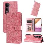For vivo Y400 Pro 5G / V40e / iQOO Z9s Embossed Sunflower Leather Phone Case(Rose Gold)