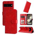 For Google Pixel 7 Pro Embossed Sunflower Leather Phone Case(Red)