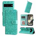 For Google Pixel 7 Pro Embossed Sunflower Leather Phone Case(Green)