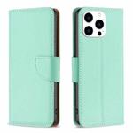 For iPhone 15 Pro Litchi Texture Pure Color Flip Leather Phone Case(Green)