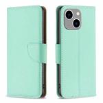 For iPhone 15 Plus Litchi Texture Pure Color Flip Leather Phone Case(Green)