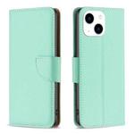 For iPhone 15 Litchi Texture Pure Color Flip Leather Phone Case(Green)