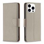 For iPhone 16 Pro Max Litchi Texture Pure Color Flip Leather Phone Case(Grey)