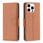 For iPhone 16 Pro Max Litchi Texture Pure Color Flip Leather Phone Case(Brown)