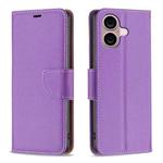 For iPhone 16 Litchi Texture Pure Color Flip Leather Phone Case(Purple)