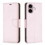 For iPhone 16 Litchi Texture Pure Color Flip Leather Phone Case(Rose Gold)