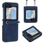 For Samsung Galaxy Z Flip5 5G Crossbody 3D Embossed Flip Leather Phone Case(Blue)