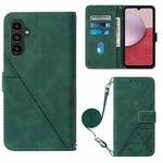 For Samsung Galaxy S23 FE 5G Crossbody 3D Embossed Flip Leather Phone Case(Dark Green)