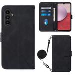 For Samsung Galaxy A05s Crossbody 3D Embossed Flip Leather Phone Case(Black)