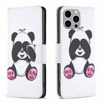 For iPhone 15 Pro Max Colored Drawing Pattern Flip Leather Phone Case(Panda)