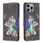 For iPhone 15 Pro Max Colored Drawing Pattern Flip Leather Phone Case(Big Butterfly)