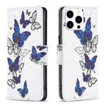 For iPhone 15 Pro Colored Drawing Pattern Flip Leather Phone Case(Butterflies)