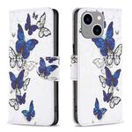 For iPhone 15 Plus Colored Drawing Pattern Flip Leather Phone Case(Butterflies)