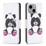 For iPhone 15 Plus Colored Drawing Pattern Flip Leather Phone Case(Panda)