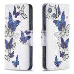 For iPhone 15 Colored Drawing Pattern Flip Leather Phone Case(Butterflies)