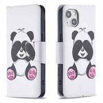For iPhone 15 Colored Drawing Pattern Flip Leather Phone Case(Panda)