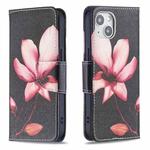 For iPhone 15 Colored Drawing Pattern Flip Leather Phone Case(Lotus)