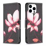 For iPhone 16 Pro Max Colored Drawing Pattern Flip Leather Phone Case(Lotus)