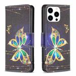 For iPhone 16 Pro Max Colored Drawing Pattern Flip Leather Phone Case(Big Butterfly)