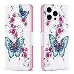 For iPhone 16 Pro Max Colored Drawing Pattern Flip Leather Phone Case(Flowers Butterfly)