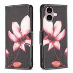 For iPhone 16 Colored Drawing Pattern Flip Leather Phone Case(Lotus)