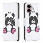 For iPhone 16 Plus Colored Drawing Pattern Flip Leather Phone Case(Panda)