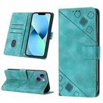For iPhone 15 Plus Skin-feel Embossed Leather Phone Case(Green)