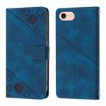 For iPhone SE 2024 Skin-feel Embossed Leather Phone Case(Blue)